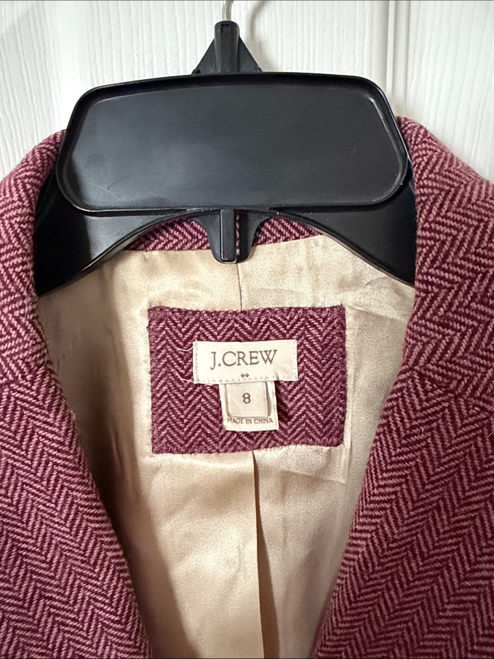 J. Crew Women's Herringbone Blazer - Rose Plum with elbow pads size 8 - Picture 2 of 5